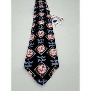 1997 New York Yankees NeckTie Silk Mens Sports Navy Blue‎ Vintage NWT Geometric
